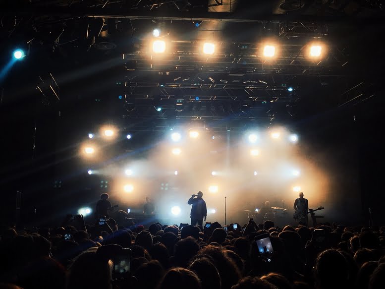 Band performing on a stage